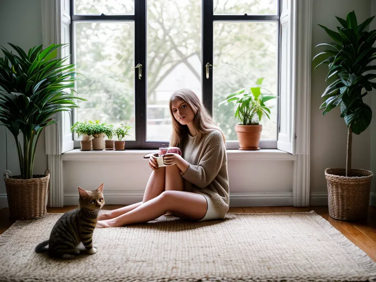 Futterplatz für eine Katze in einer geschützten Ecke hinter einem Bücherregal
