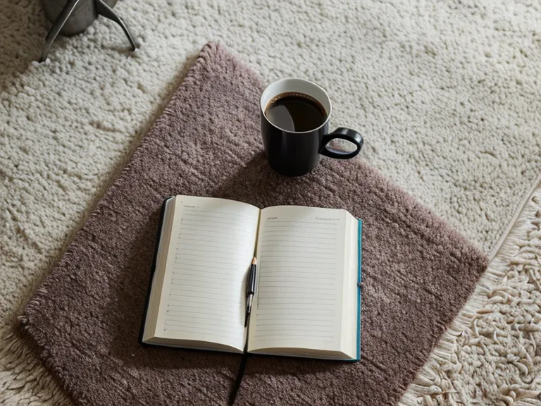 Notizbuch mit Beobachtungen zur Tierkommunikation bei einer ängstlichen Straßenkatze neben einer Tasse Kaffee auf dem Dielenboden